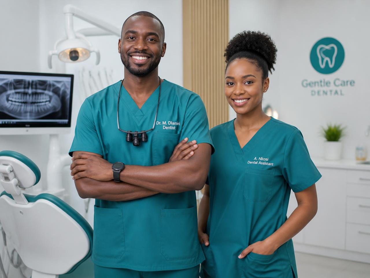 Equipa de medicina dentária na clínica